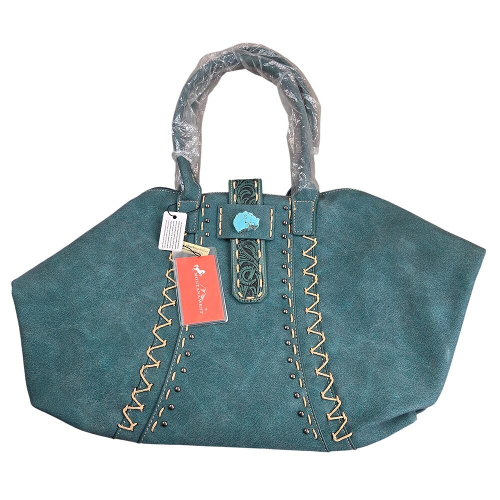 Montana West Twin Creek BF876 Western Turquoise Stone Tote Handbag NWT 2023
